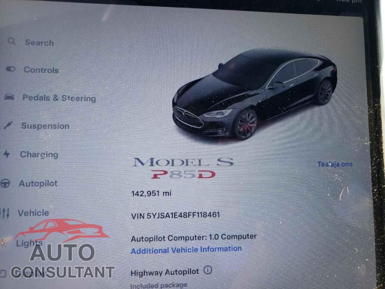 TESLA MODEL S 2015 - 5YJSA1E48FF118461
