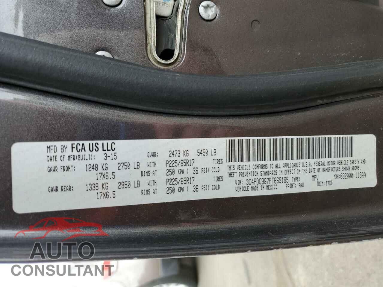 DODGE JOURNEY 2015 - 3C4PDCBG7FT669165