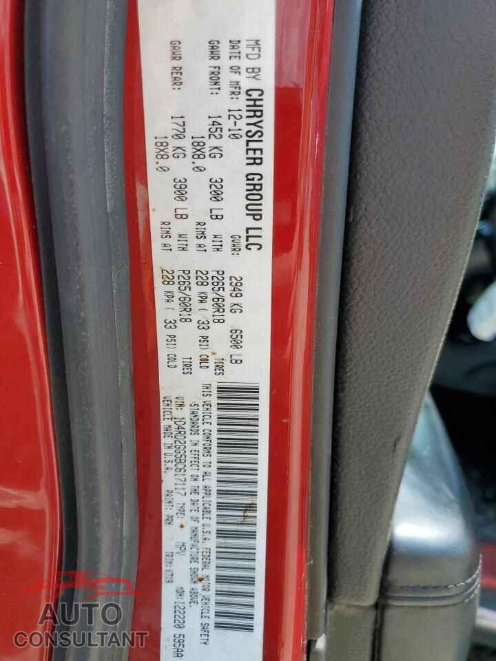 DODGE DURANGO 2011 - 1D4RD2GG5BC617117