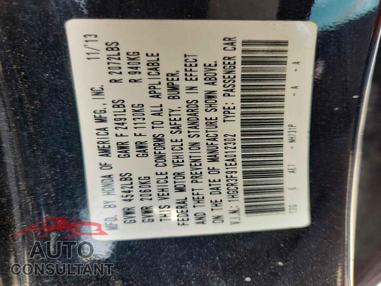 HONDA ACCORD 2014 - 1HGCR3F91EA012302