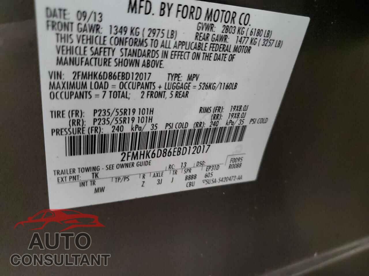 FORD FLEX 2014 - 2FMHK6D86EBD12017