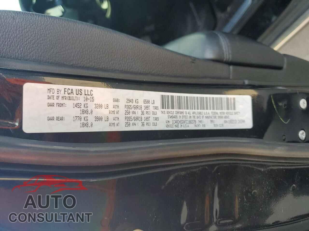 DODGE DURANGO 2015 - 1C4RDHDGXFC186378