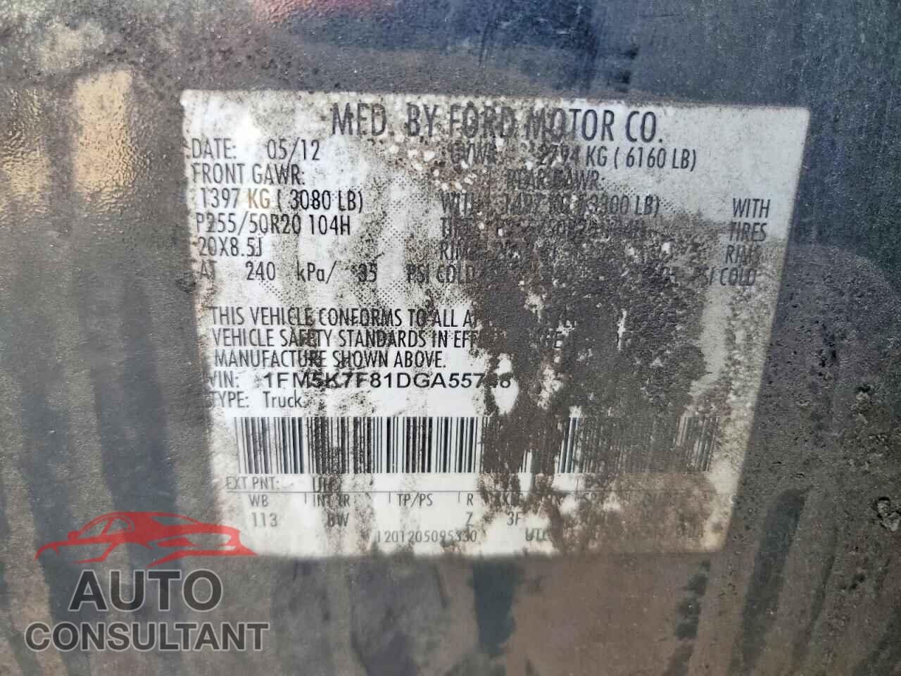 FORD EXPLORER 2013 - 1FM5K7F81DGA55748