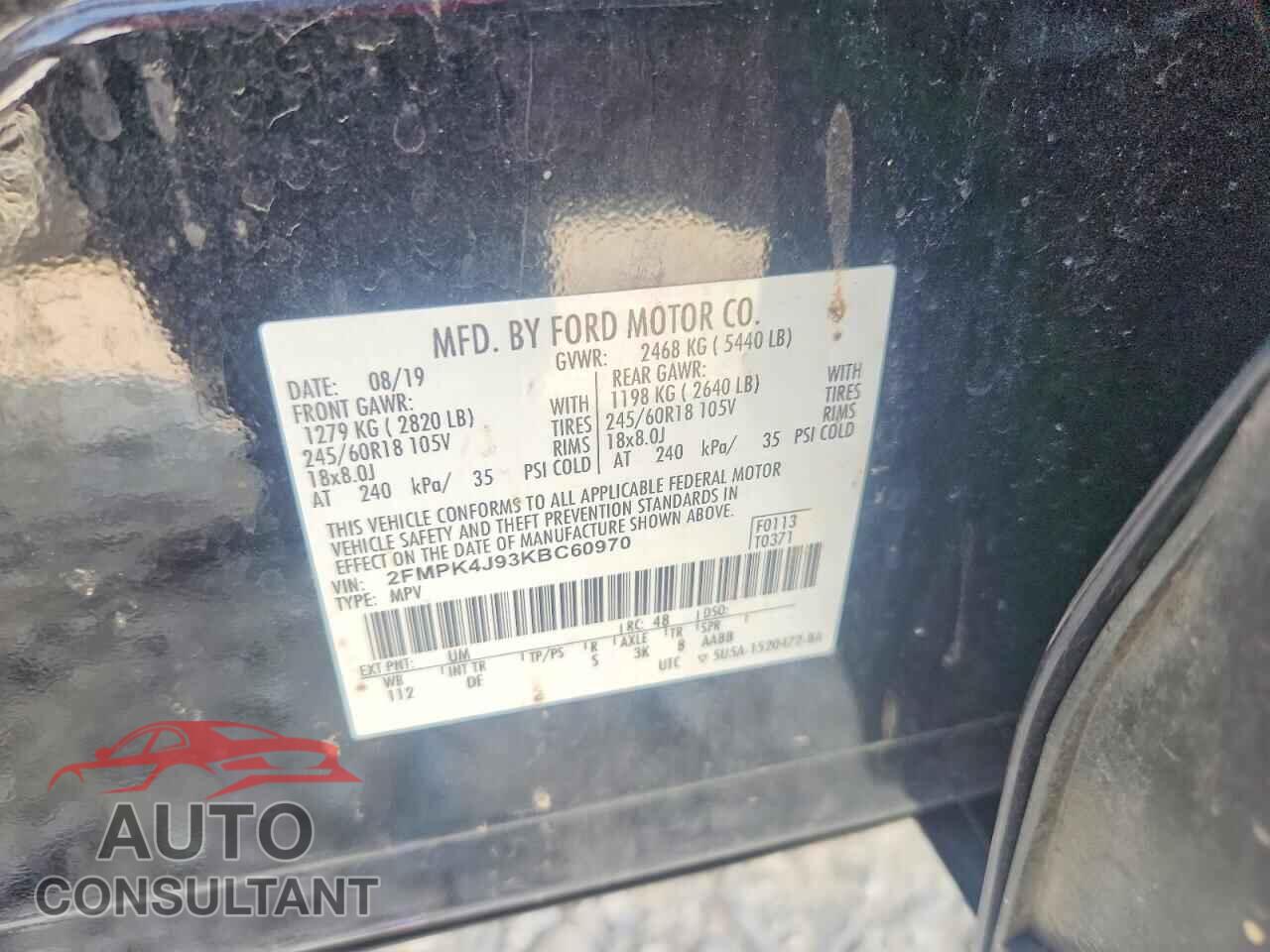 FORD EDGE 2019 - 2FMPK4J93KBC60970