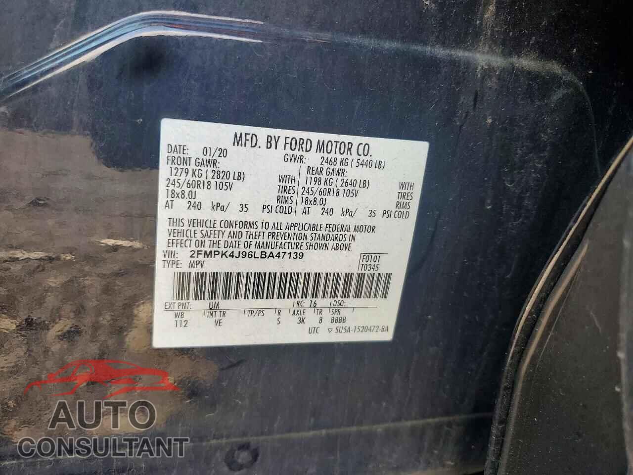 FORD EDGE 2020 - 2FMPK4J96LBA47139