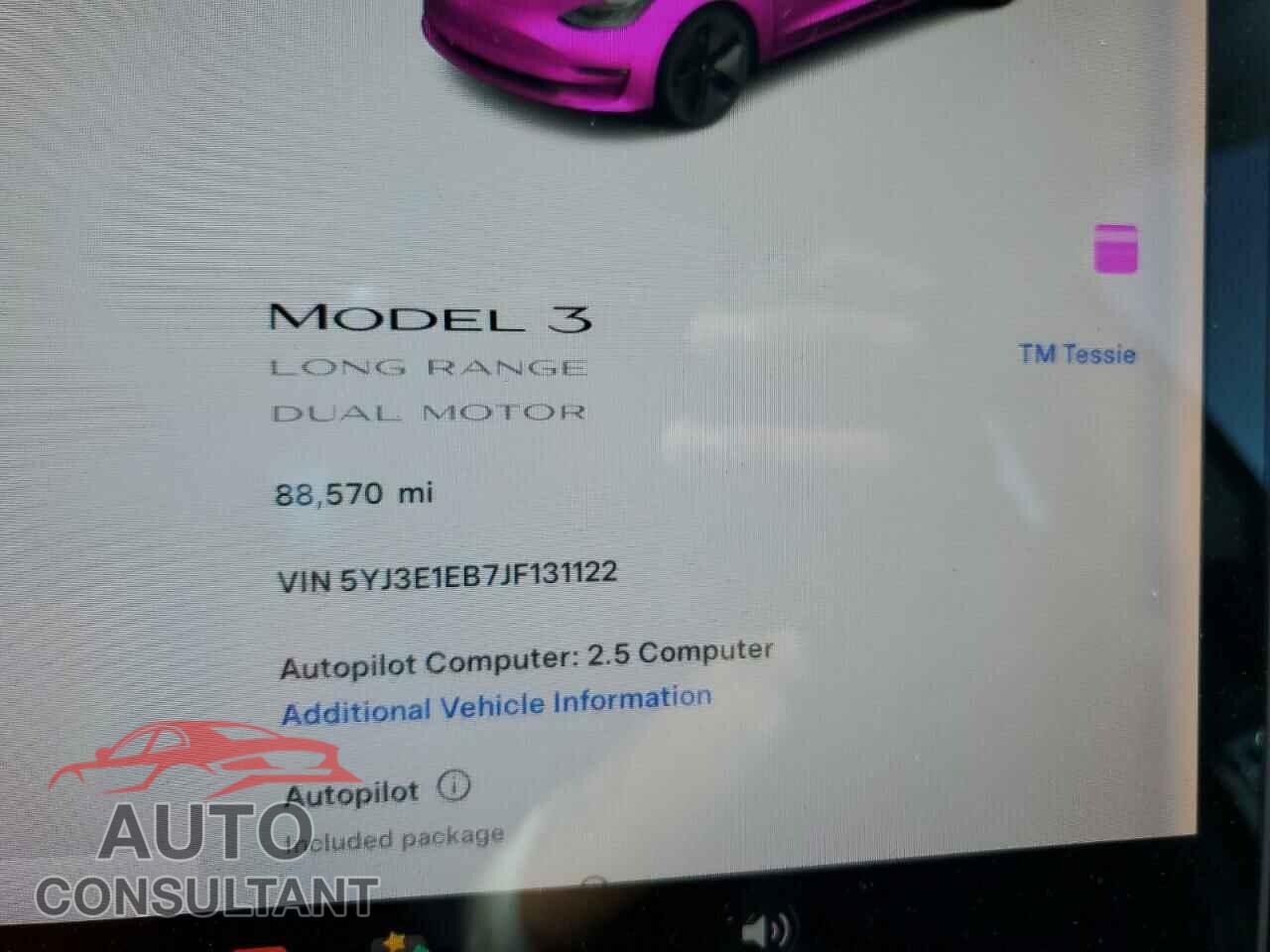 TESLA MODEL 3 2018 - 5YJ3E1EB7JF131122