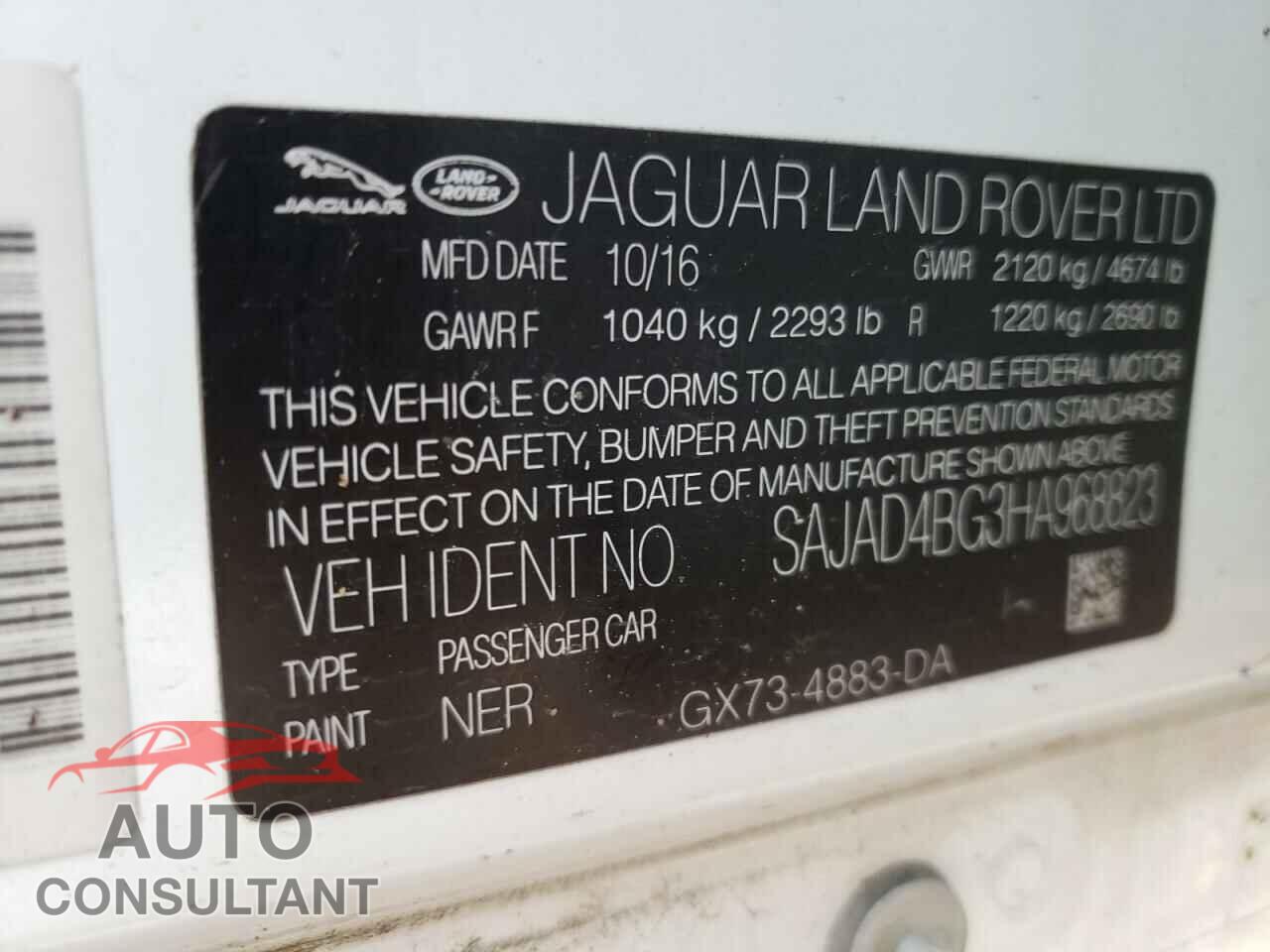 JAGUAR XE 2017 - SAJAD4BG3HA968823