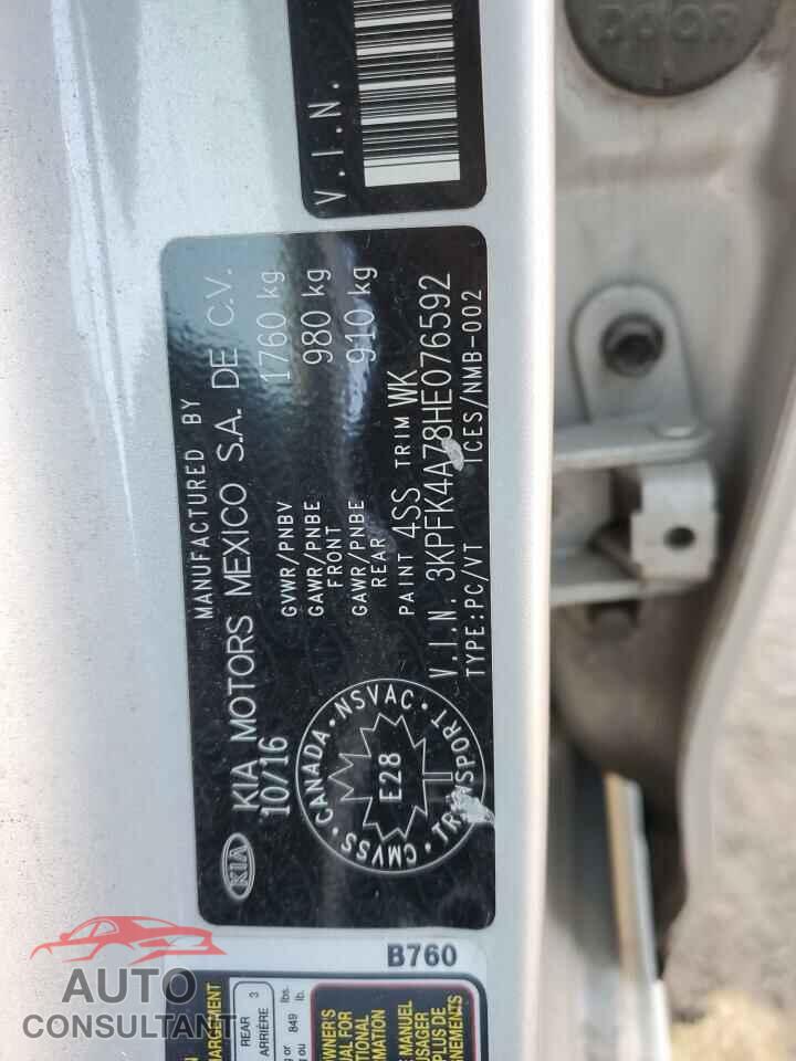 KIA FORTE 2017 - 3KPFK4A78HE076592