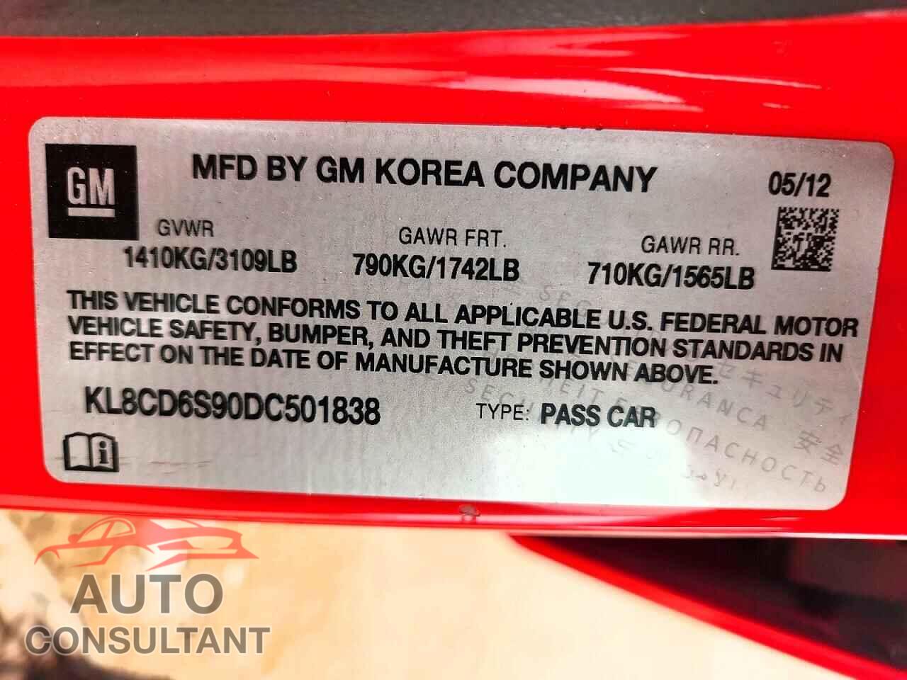 CHEVROLET SPARK 2013 - KL8CD6S90DC501838