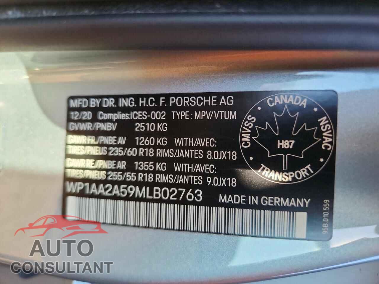 PORSCHE MACAN 2021 - WP1AA2A59MLB02763