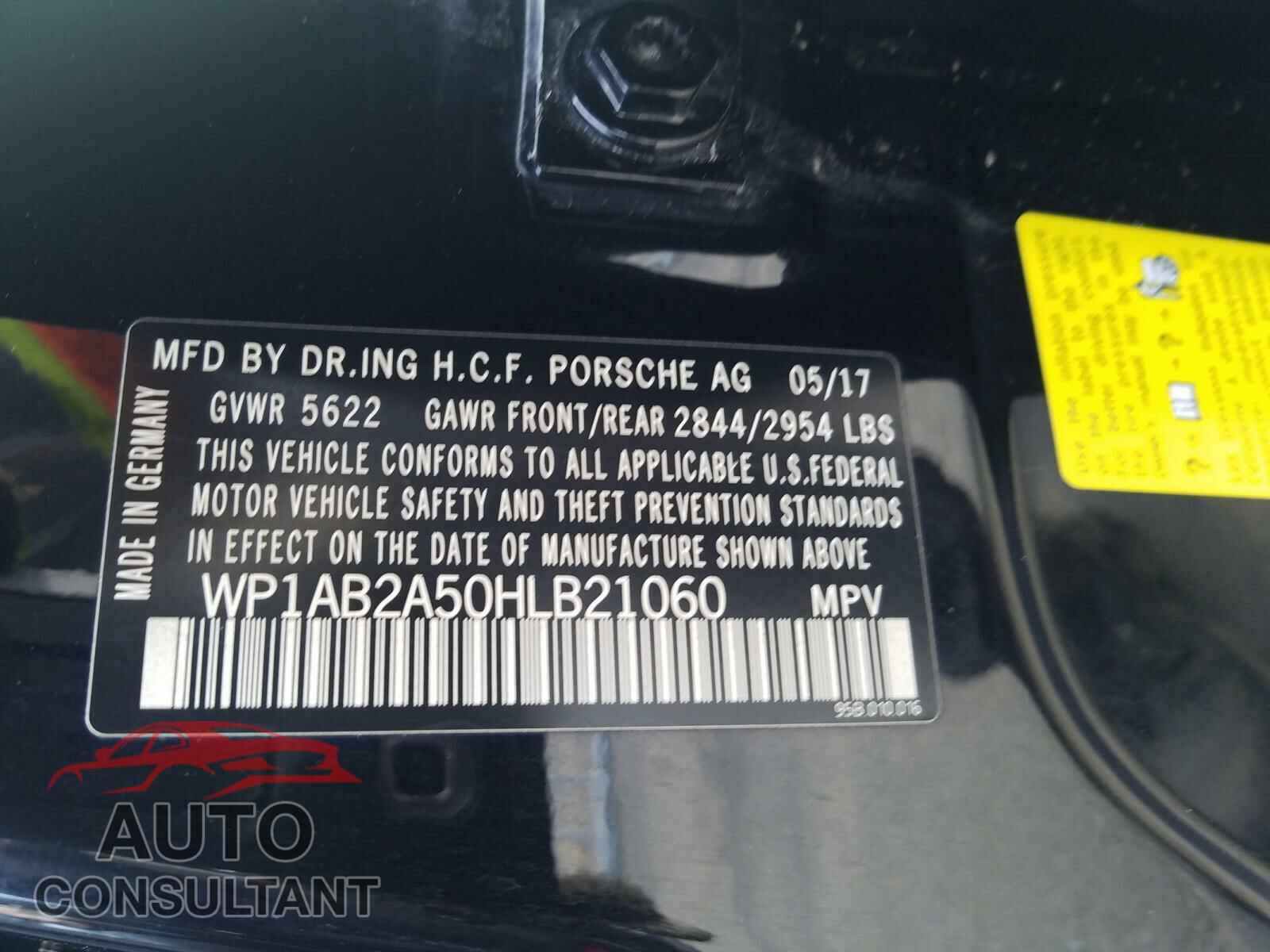 PORSCHE MACAN 2017 - WP1AB2A50HLB21060