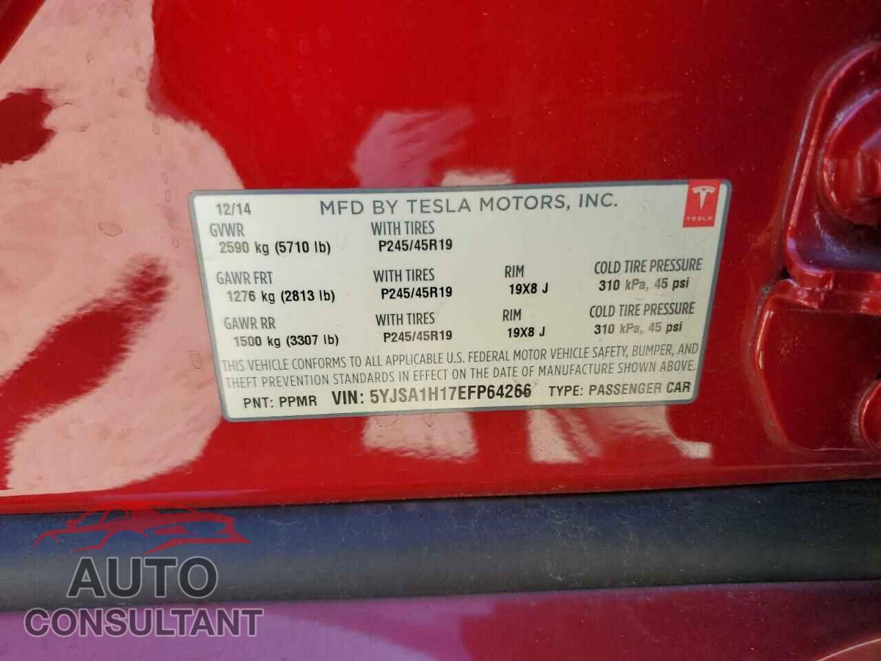 TESLA MODEL S 2014 - 5YJSA1H17EFP64266
