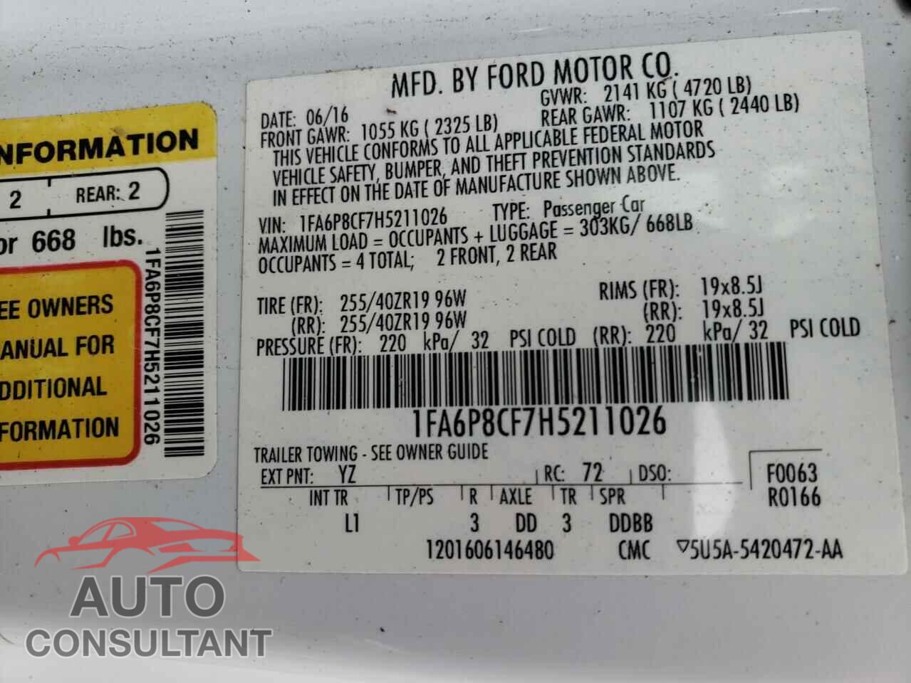 FORD MUSTANG 2017 - 1FA6P8CF7H5211026