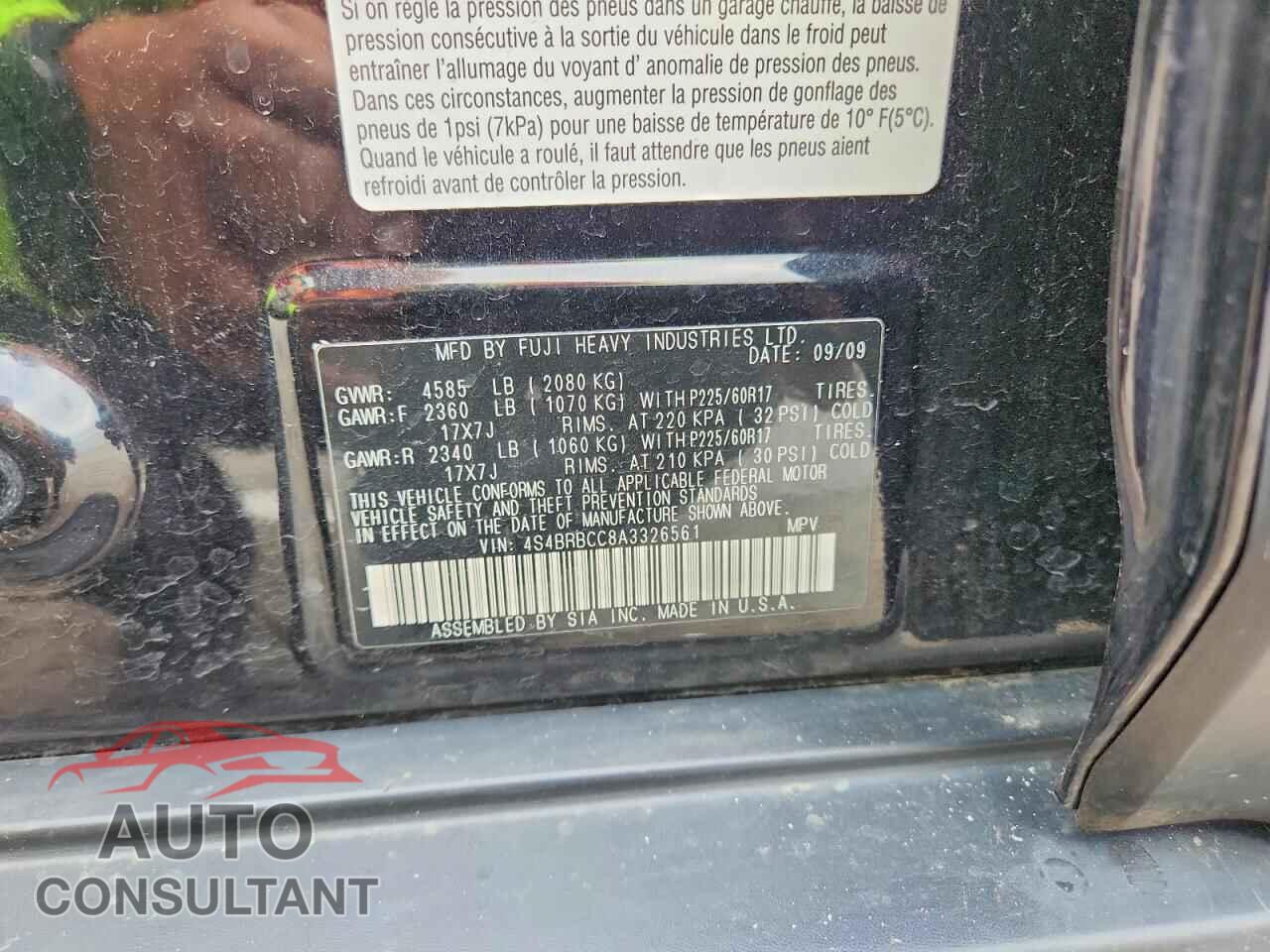 SUBARU OUTBACK 2010 - 4S4BRBCC8A3326561