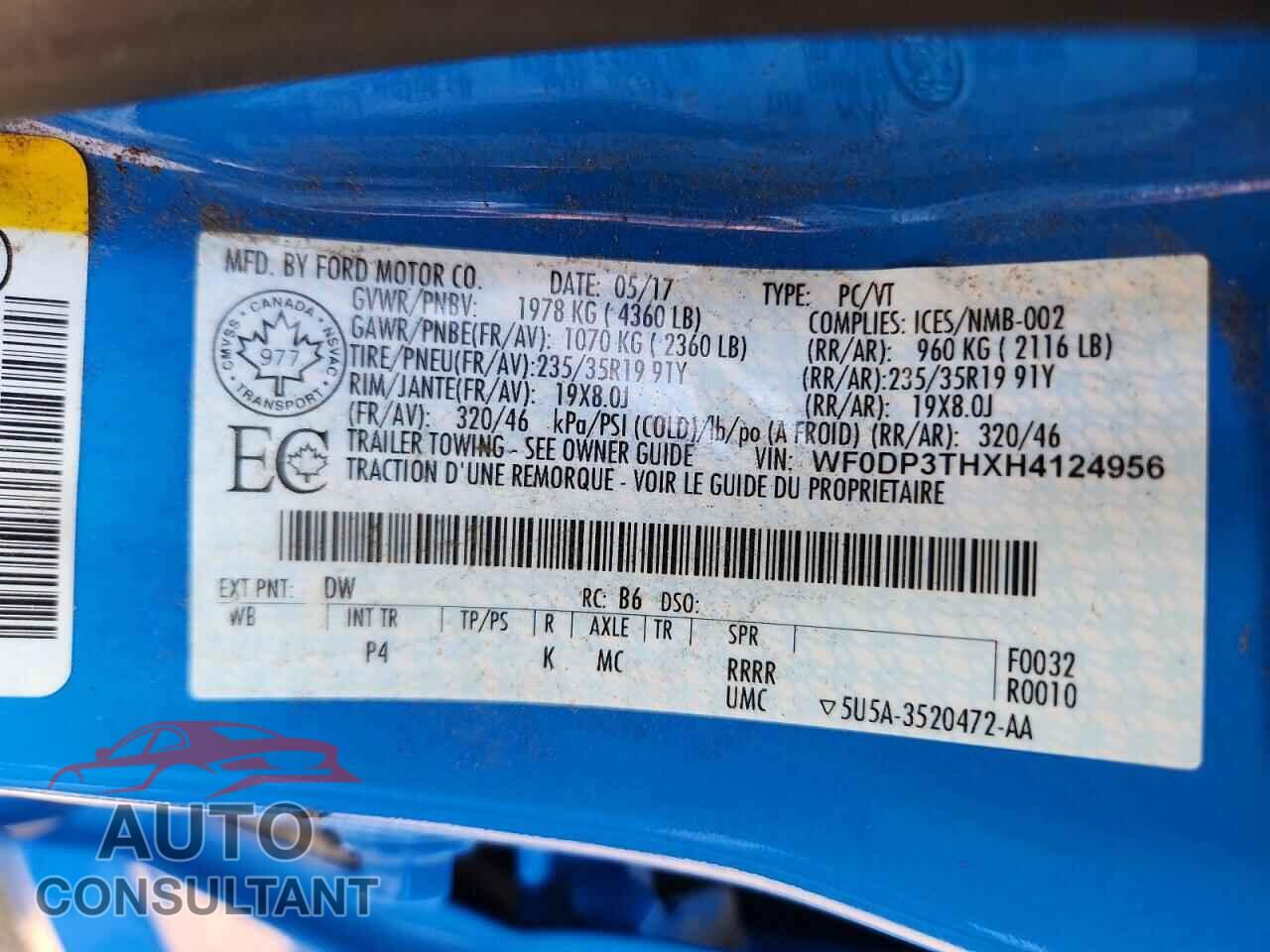 FORD FOCUS 2017 - WF0DP3THXH4124956