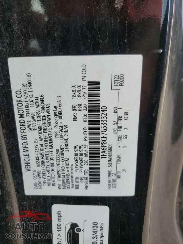 FORD MUSTANG 2016 - 1FA6P8CF7G5333240