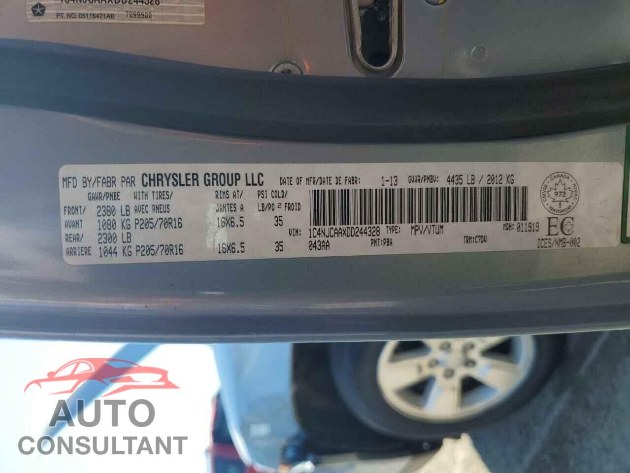 JEEP COMPASS 2013 - 1C4NJCAAXDD244328