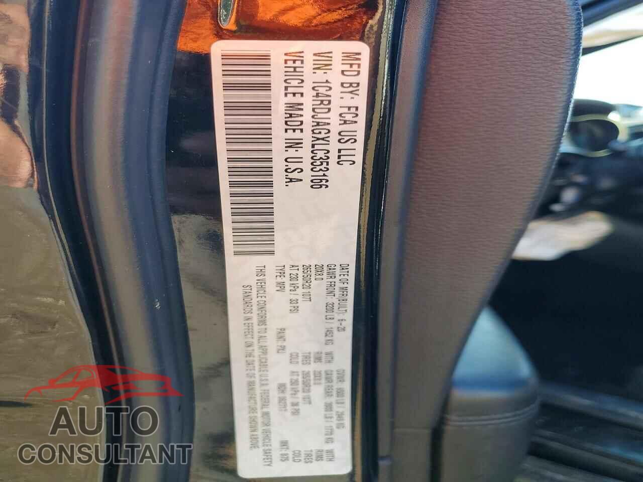 DODGE DURANGO 2020 - 1C4RDJAGXLC353166