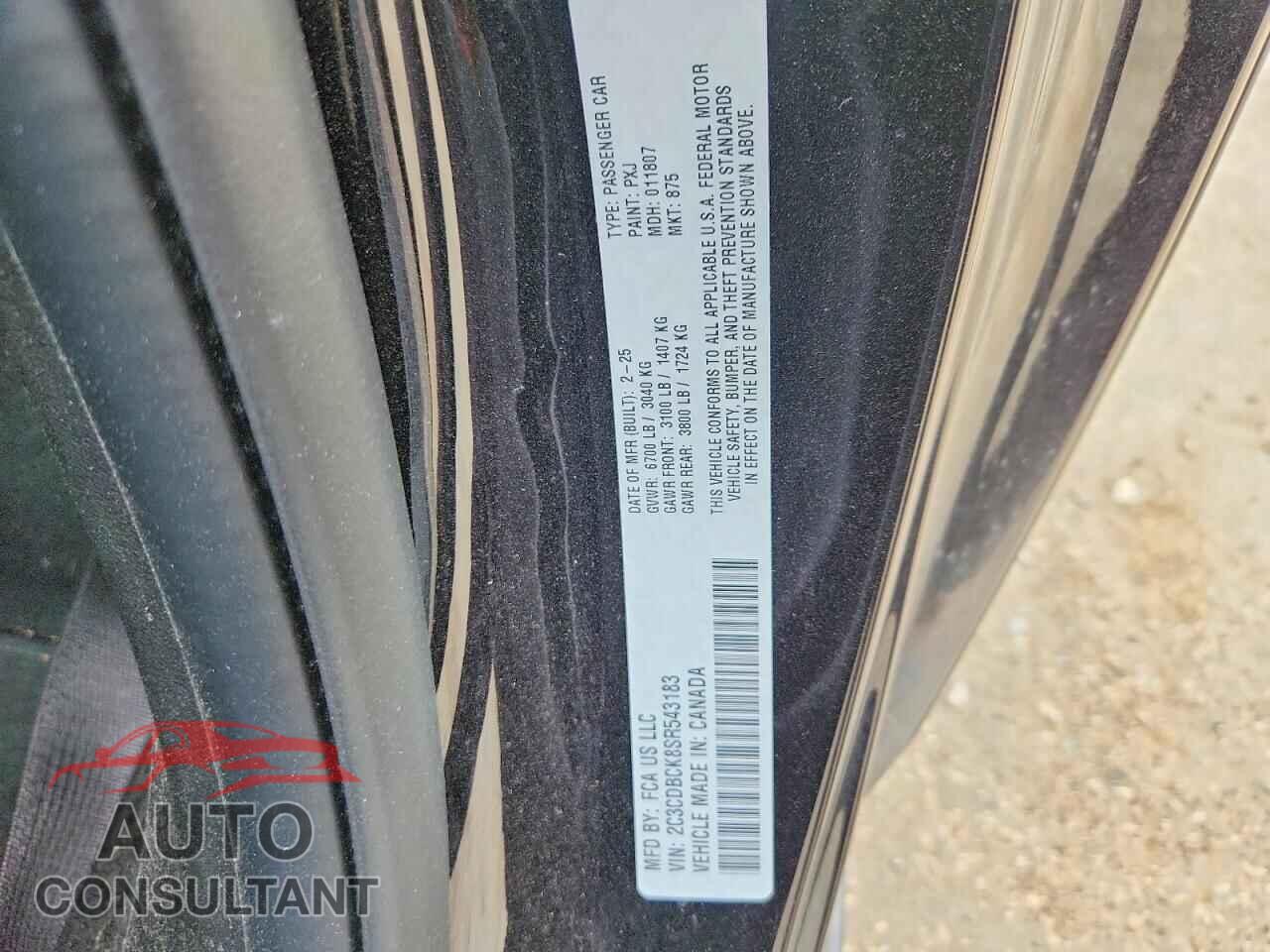 DODGE CHARGER 2025 - 2C3CDBCK8SR543183
