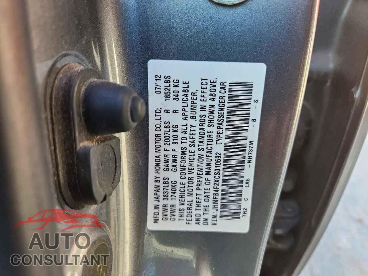HONDA CIVIC 2012 - JHMFB4F2XCS010692