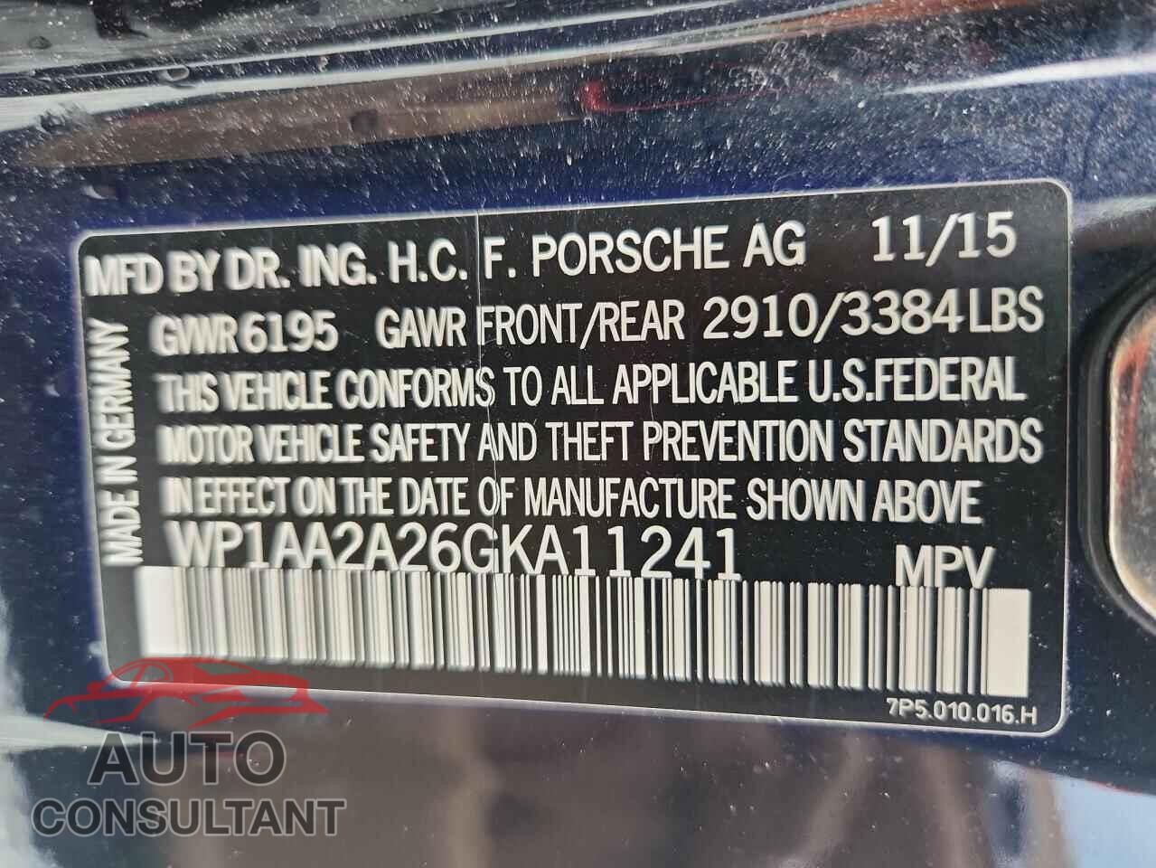 PORSCHE CAYENNE 2016 - WP1AA2A26GKA11241