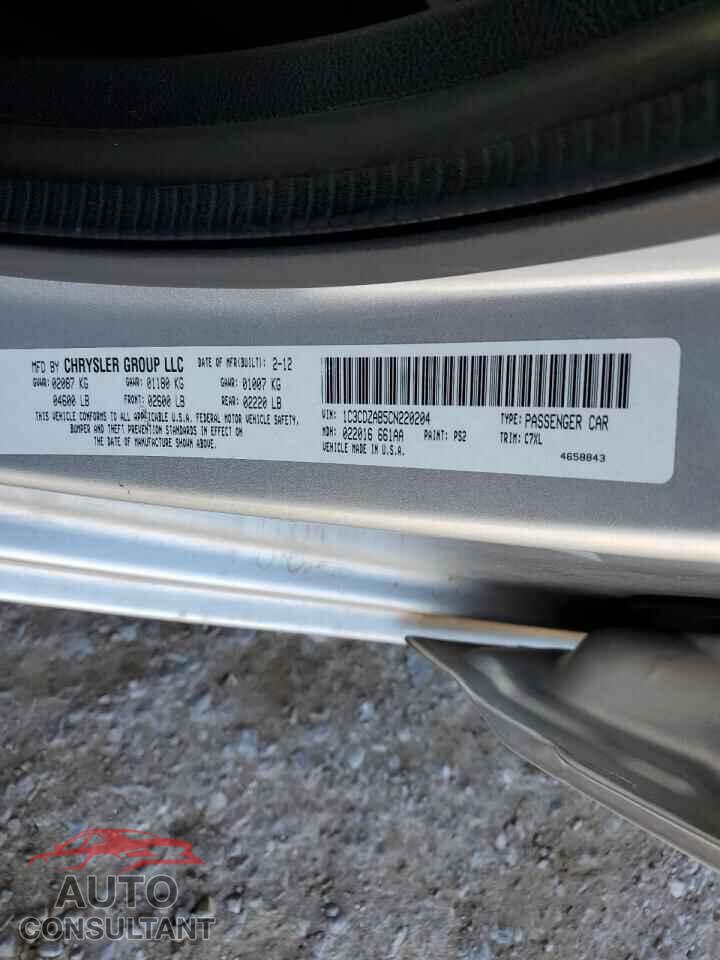 DODGE AVENGER 2012 - 1C3CDZAB5CN220204