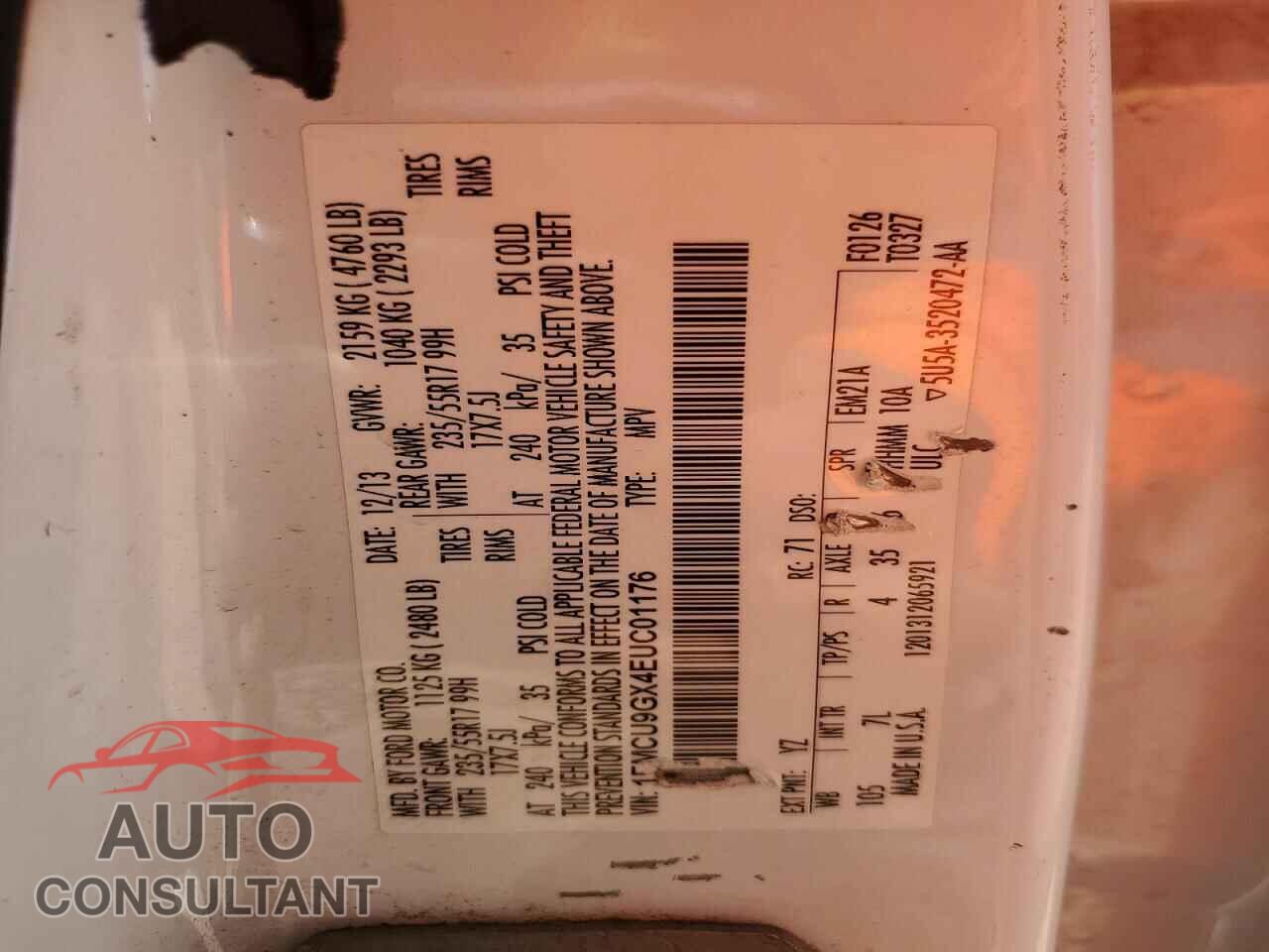 FORD ESCAPE 2014 - 1FMCU9GX4EUC01176