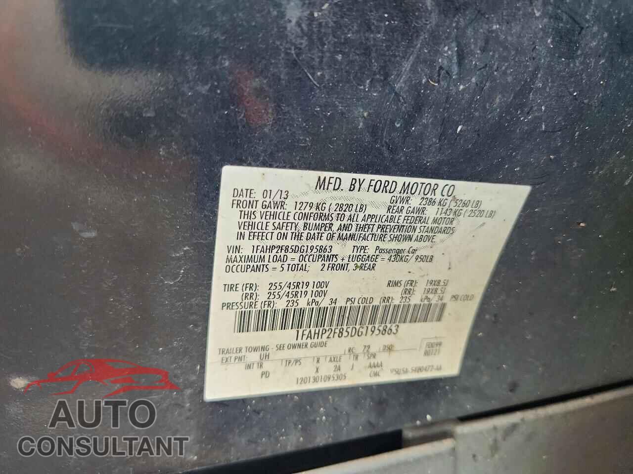 FORD TAURUS 2013 - 1FAHP2F85DG195863