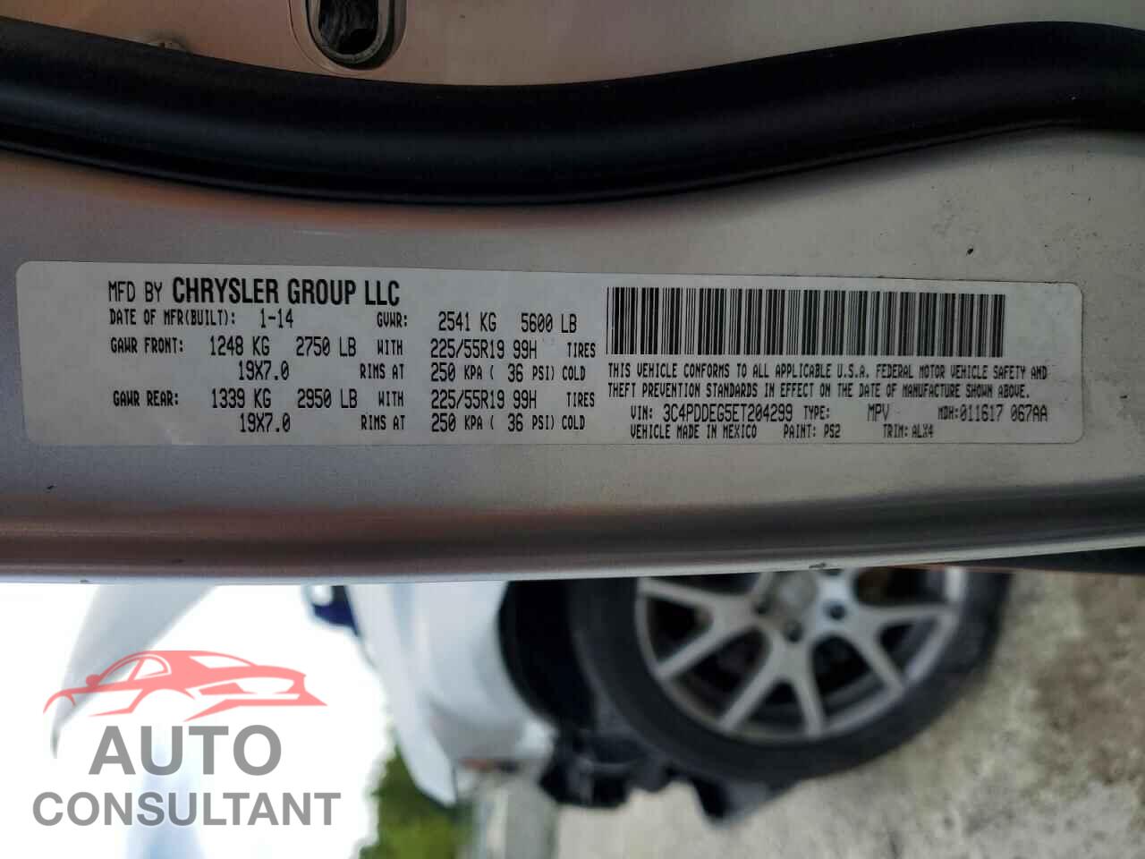 DODGE JOURNEY 2014 - 3C4PDDEG5ET204299