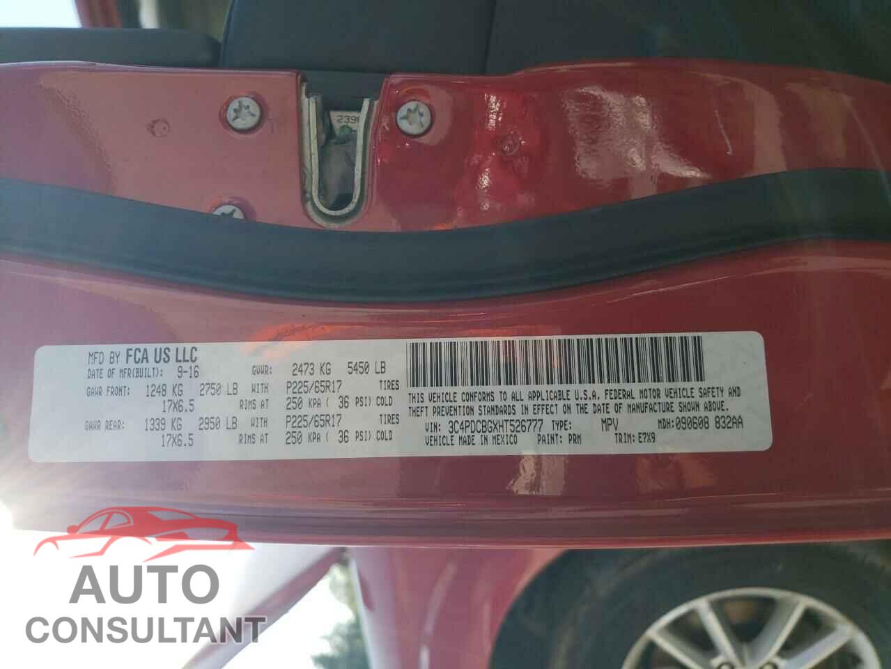 DODGE JOURNEY 2017 - 3C4PDCBGXHT526777