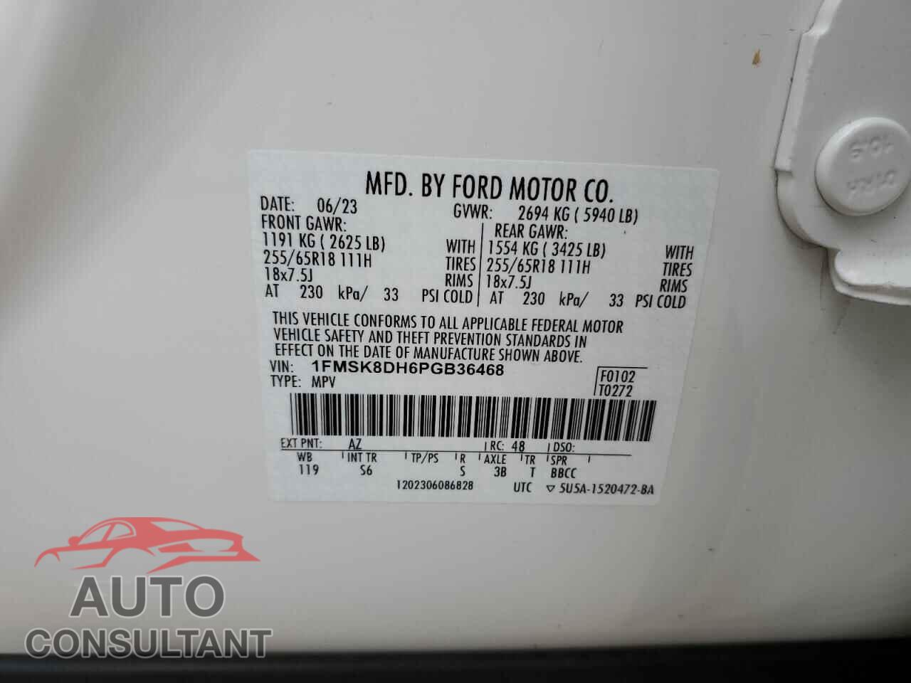 FORD EXPLORER 2023 - 1FMSK8DH6PGB36468