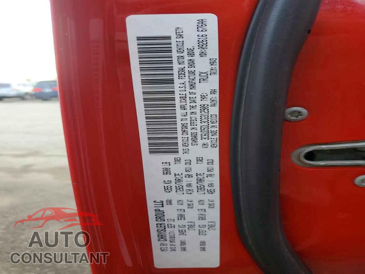 DODGE RAM 2500 2012 - 3C6UD5DL3CG312909