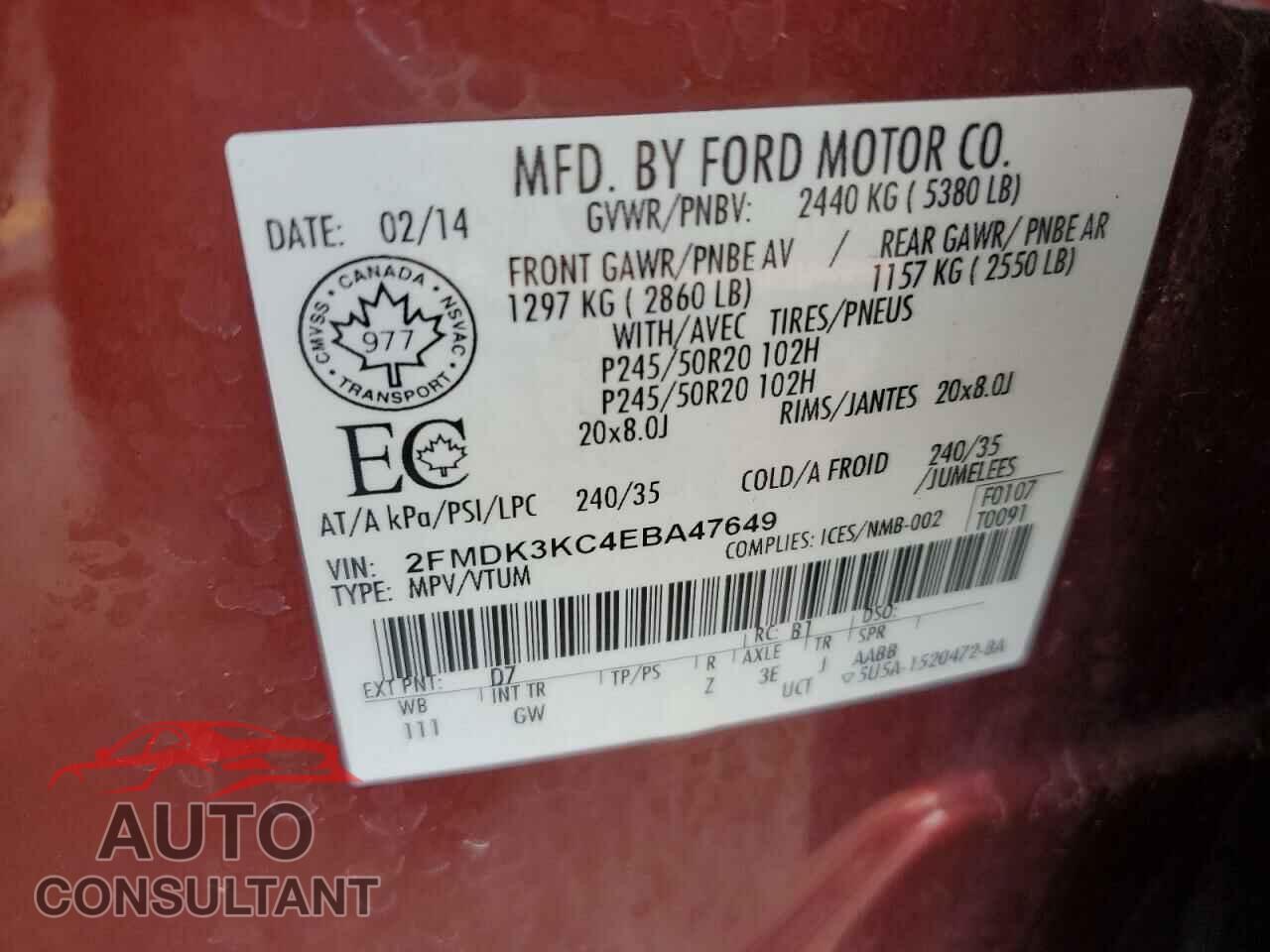 FORD EDGE 2014 - 2FMDK3KC4EBA47649