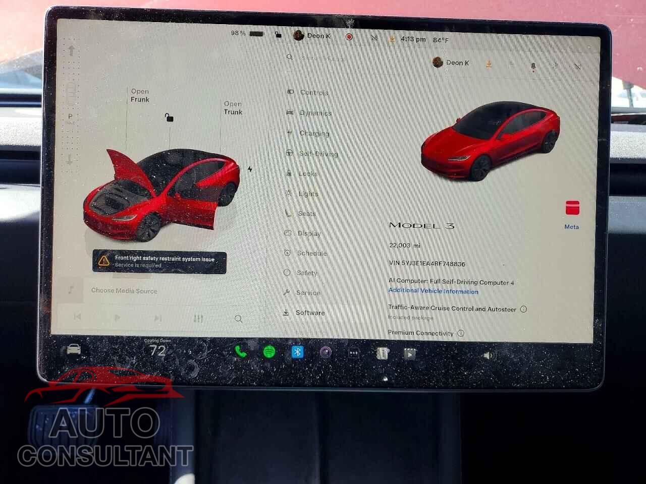 TESLA MODEL 3 2024 - 5YJ3E1EA4RF748836