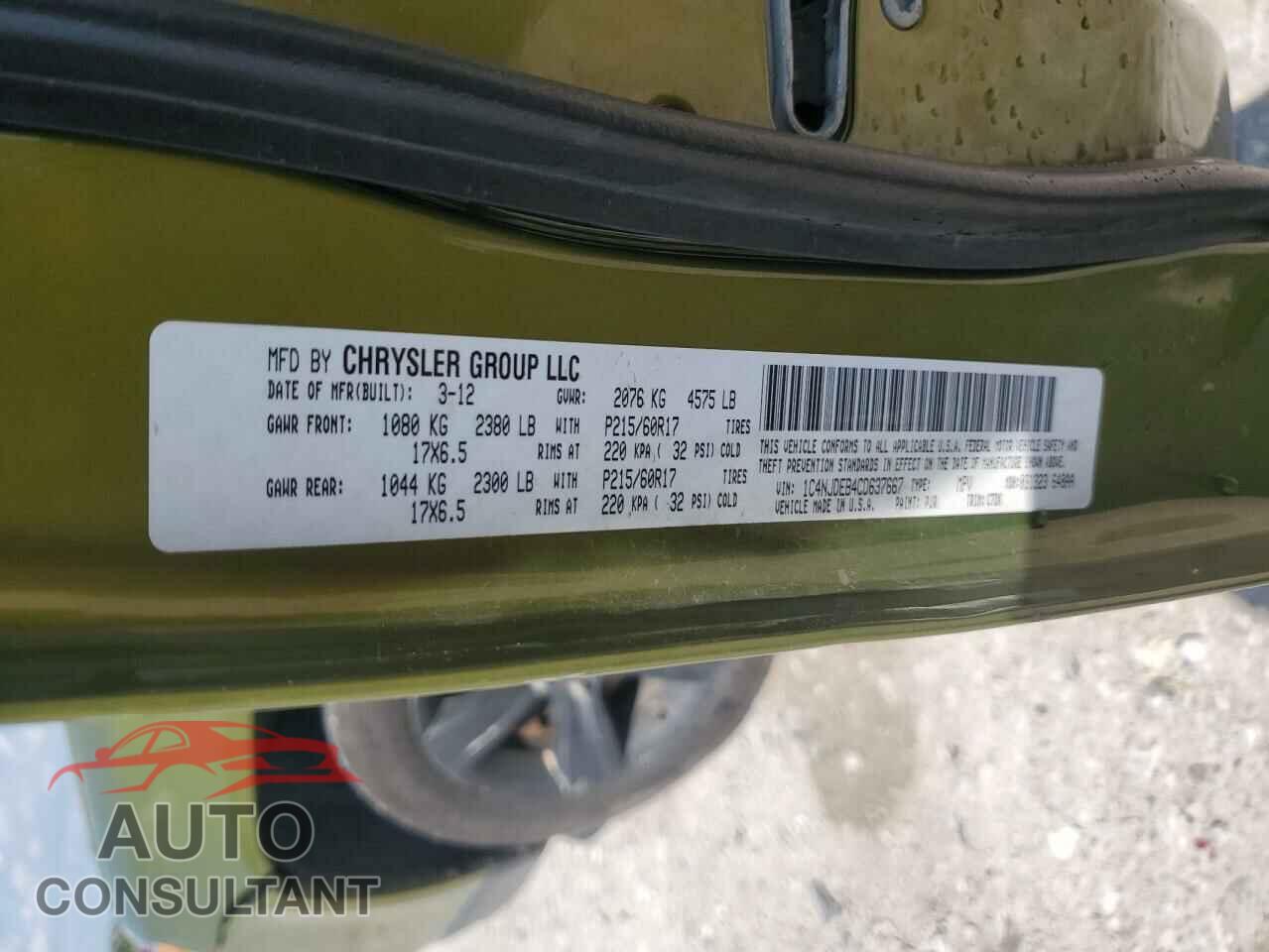 JEEP COMPASS 2012 - 1C4NJDEB4CD637667