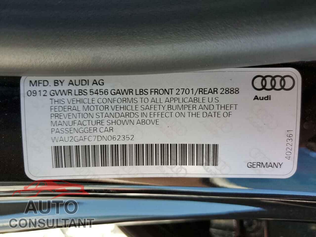 AUDI A7 2013 - WAU2GAFC7DN062352
