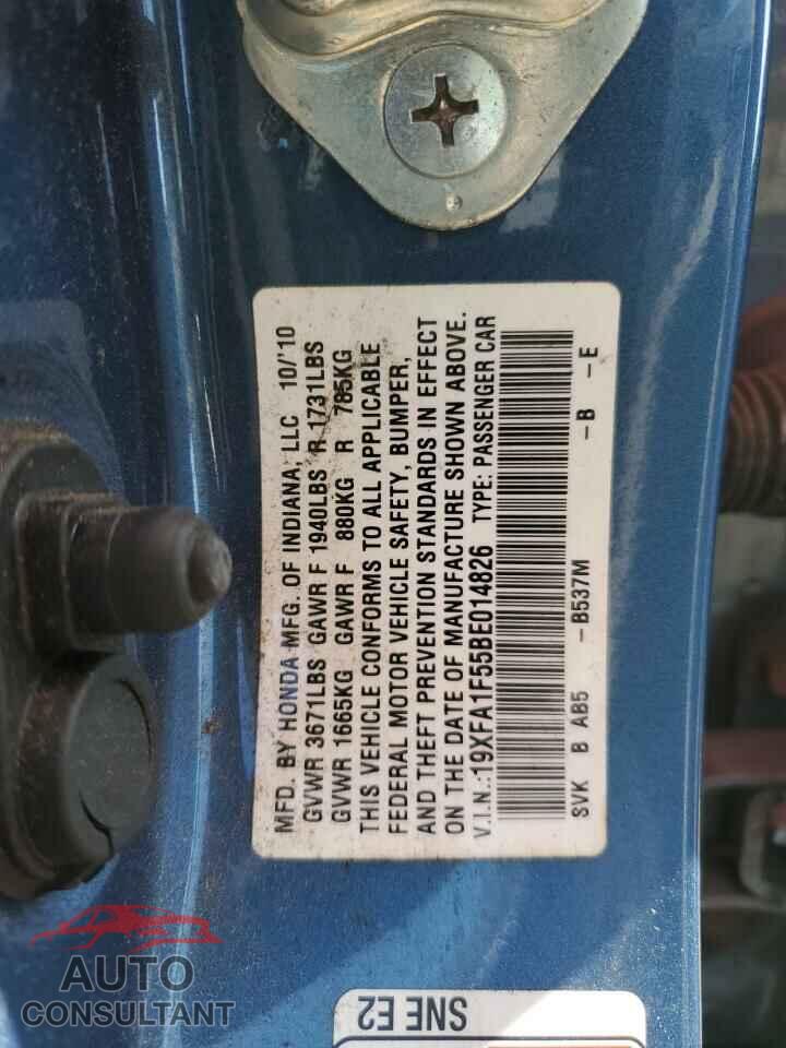 HONDA CIVIC 2011 - 19XFA1F55BE014826