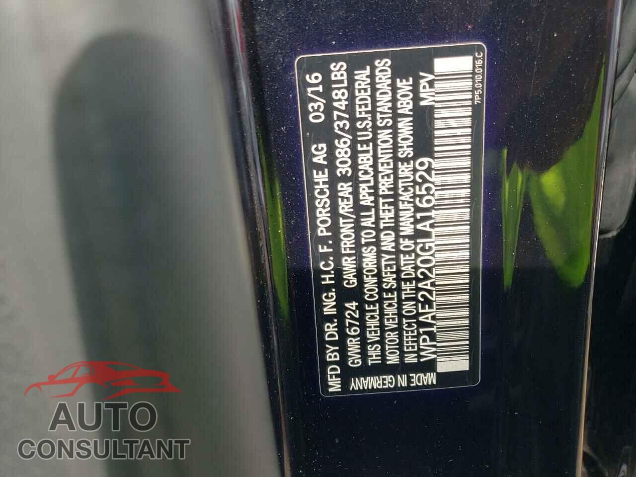 PORSCHE CAYENNE 2016 - WP1AE2A20GLA16529