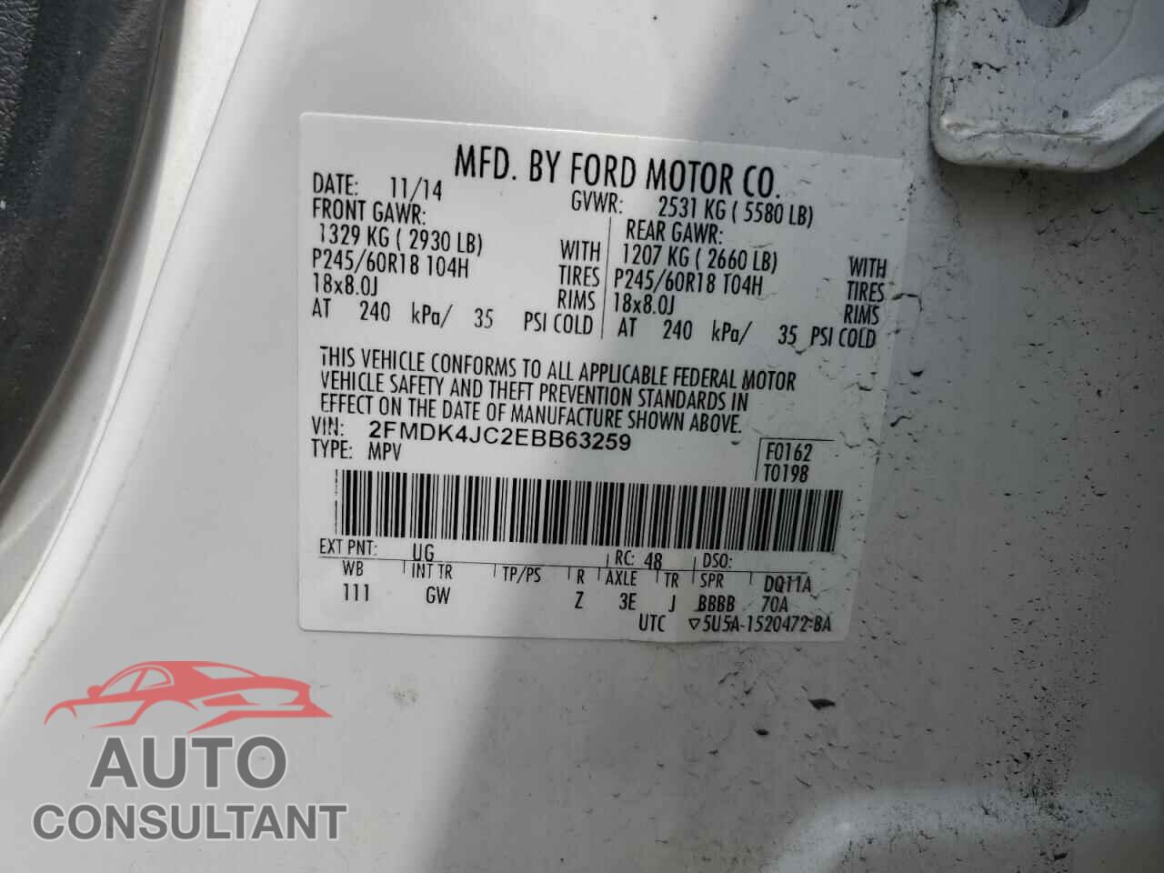 FORD EDGE 2014 - 2FMDK4JC2EBB63259