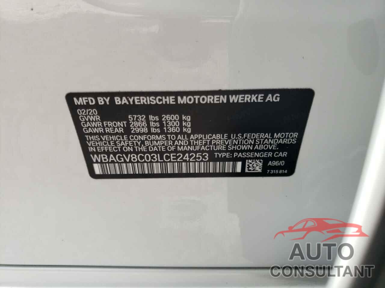 BMW M8 2020 - WBAGV8C03LCE24253