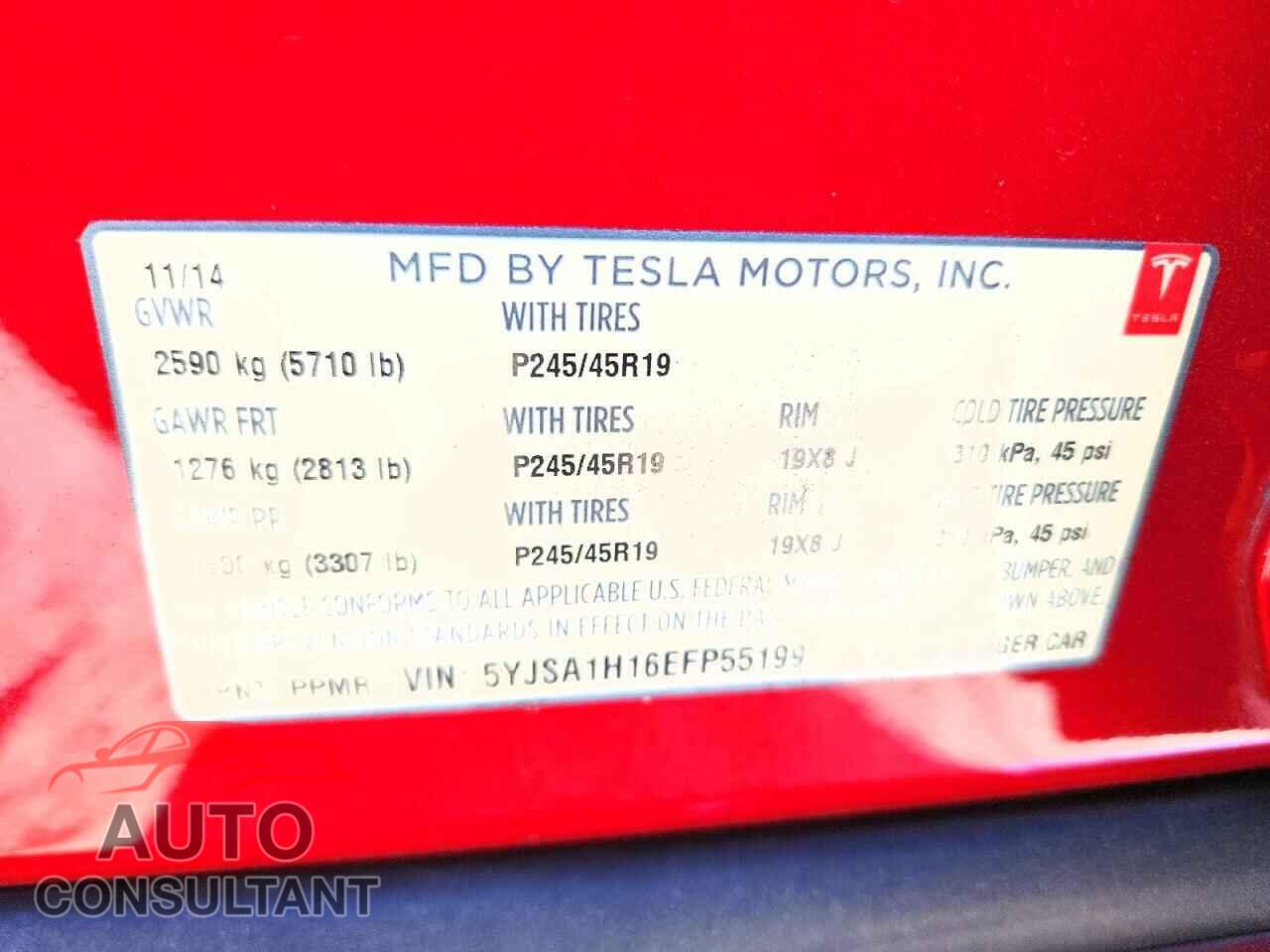 TESLA MODEL S 2014 - 5YJSA1H16EFP55199