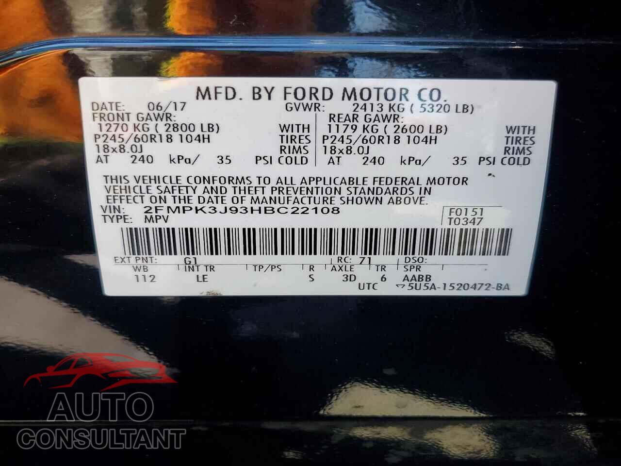 FORD EDGE 2017 - 2FMPK3J93HBC22108