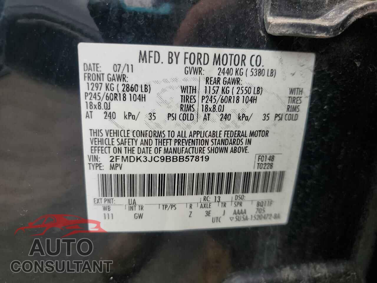 FORD EDGE 2011 - 2FMDK3JC9BBB57819