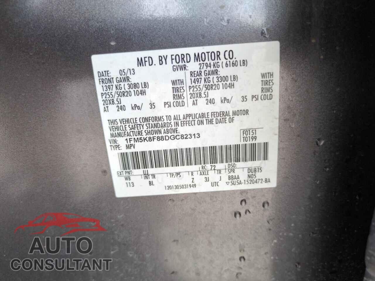 FORD EXPLORER 2013 - 1FM5K8F88DGC82313