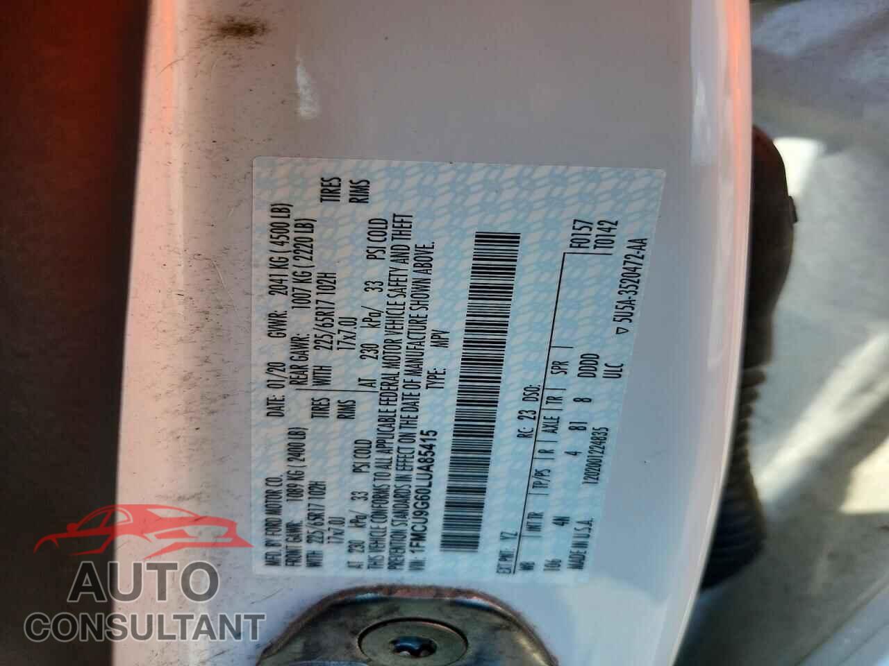 FORD ESCAPE 2020 - 1FMCU9G60LUA85415