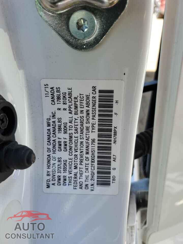 HONDA CIVIC 2016 - 2HGFC2F8XGH511796