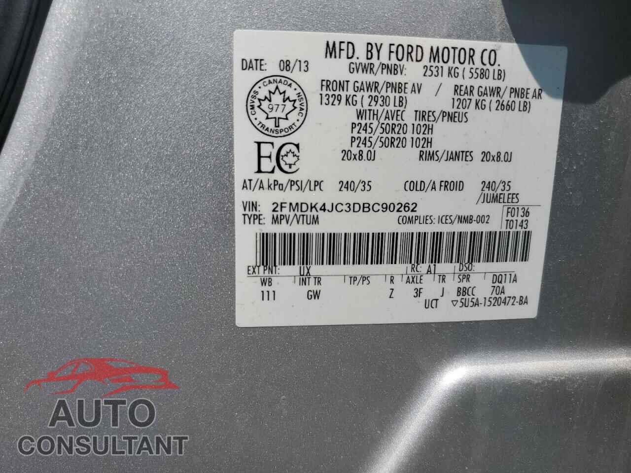 FORD EDGE 2013 - 2FMDK4JC3DBC90262