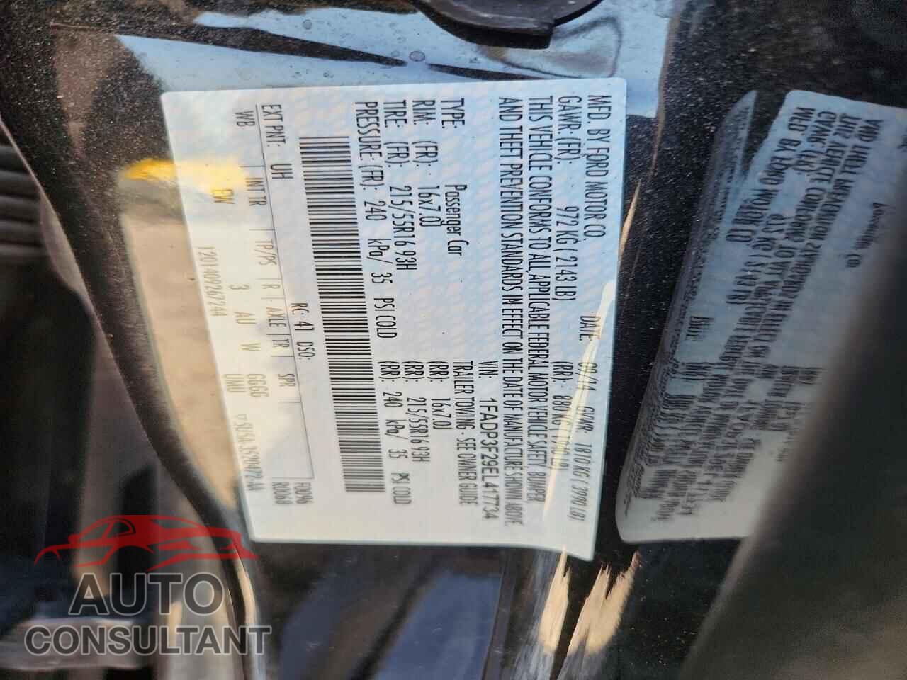 FORD FOCUS 2014 - 1FADP3F29EL417734
