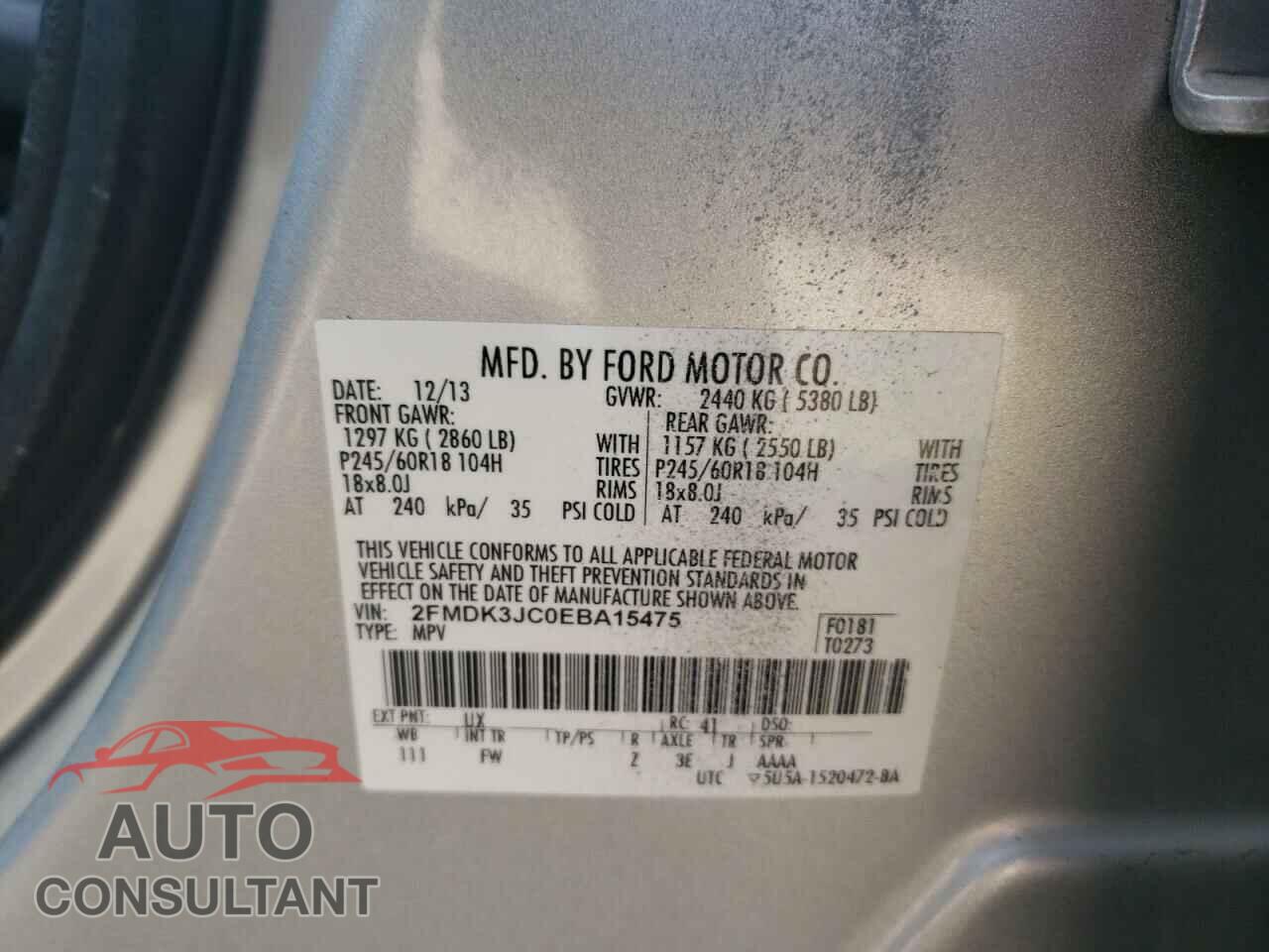 FORD EDGE 2014 - 2FMDK3JC0EBA15475