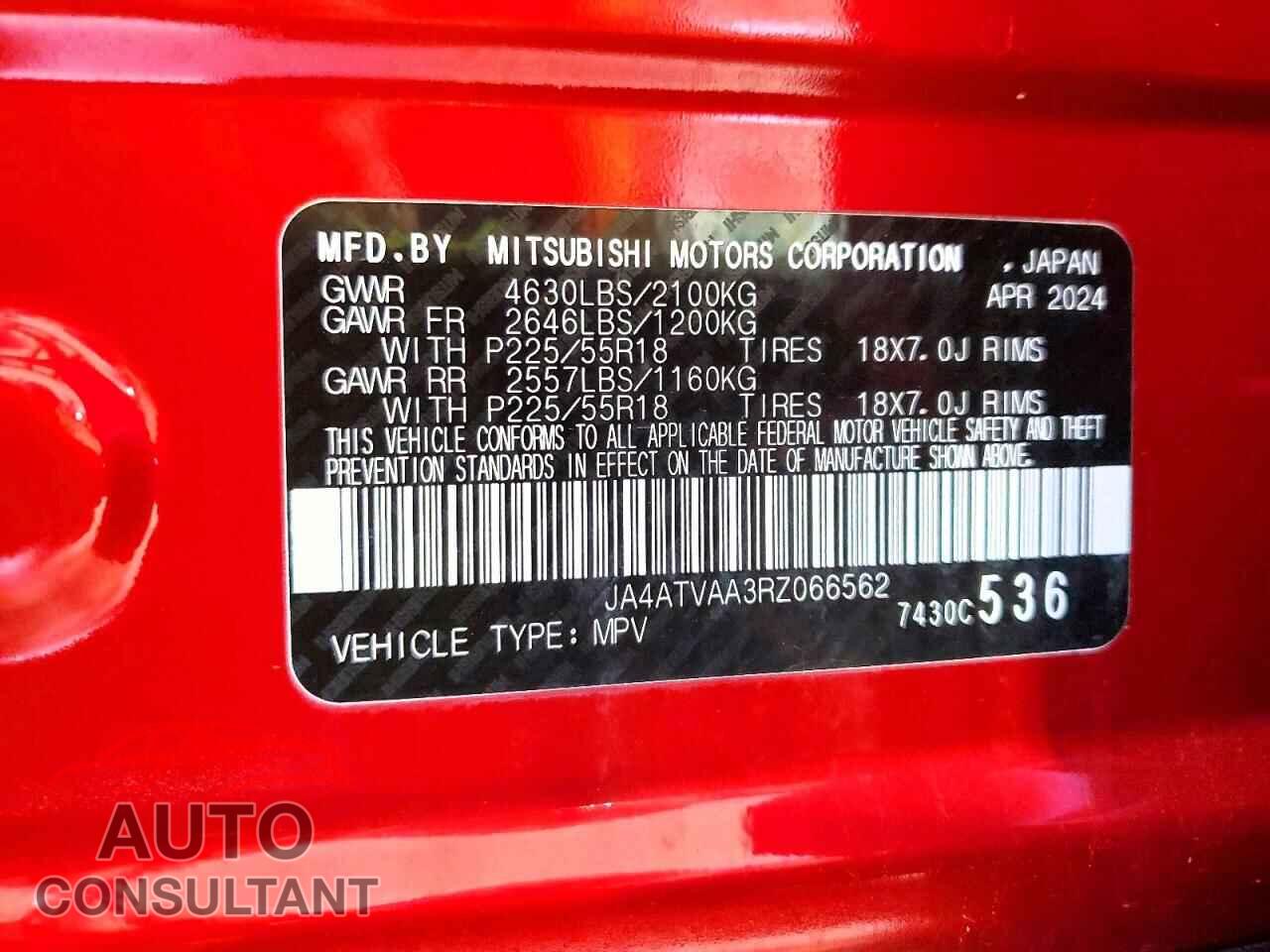 MITSUBISHI ECLIPSE 2024 - JA4ATVAA3RZ066562